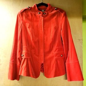 Anne Klein red velvet band military jacket